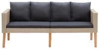 vidaXL Sofa, 2-Sitzer-Gartensofa mit Auflagen Poly Rattan Beige