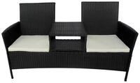 vidaXL Gartenbank Gartensofa 2-Sitzer mit Teetisch Poly Rattan Braun (1-St)