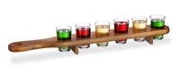 relaxdays Gl&auml;ser-Set Schnapsbrett Holz mit 6 Gl&auml;sern, 7-tlg., Glas