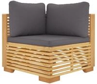 vidaXL Gartenlounge-Eckteil, Garten-Ecksofa mit Dunkelgrauen Kissen Massivholz Teak