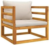 vidaXL Gartenlounge-Set vidaXL Gartensessel mit Hellgrauen Kissen Massivholz...