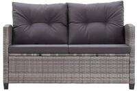 vidaXL Sofa, 2-Sitzer-Gartensofa mit Kissen Grau 124 cm Poly Rattan