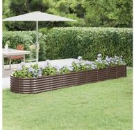 vidaXL Hochbeet, Hochbeet Pulverbeschichteter Stahl 368x80x36 cm Braun