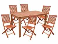 Garden Pleasure Sitzgruppe, (7-tlg), 7tlg. Holz Tischgruppemöbeltisch Stuhl