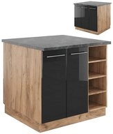 Vicco Unterschrank Fame-Line, Anthrazit Hochglanz/Eiche, 90 cm ohne Arbeitsplatte