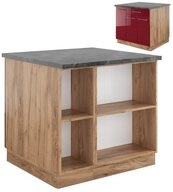 Vicco Unterschrank Fame-Line, Bordeaux Hochglanz/Eiche 90cm, ohne Arbeitsplatte