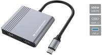 Conceptronic Laptop-Dockingstation CONCEPTRONIC 4-1 Dock USB-C->2xHDMI/USB-A/100WPD