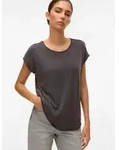 Vero Moda Kurzarmshirt VMAVA PLAIN SS TOP JRS NOOS Materialmix, regular fit grau XS