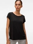 Vero Moda Kurzarmshirt VMAVA PLAIN SS TOP JRS NOOS Materialmix, regular fit