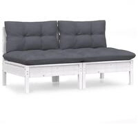 vidaXL Sofa, 2-Sitzer-Gartensofa mit Anthrazit Kissen Massivholz Kiefer