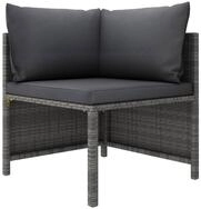 vidaXL Sofa, 3-Sitzer-Gartensofa mit Kissen Grau Poly Rattan