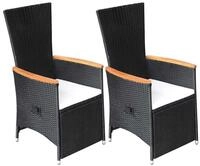 vidaXL Gartenstuhl Garten-Liegest&uuml;hle 2 Stk. mit Auflagen Poly Rattan Schwarz...
