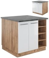 Vicco Unterschrank Fame-Line, Wei&szlig; Hochglanz/Goldkraft Eiche, 90 cm ohne