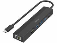 Hama USB-C Multiport Hub für Laptop mit 6 Ports, USB-A, USB-C, HDMI, LAN...
