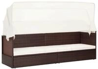 vidaXL Gartenliege vidaXL Gartensofa mit Sonnendach Poly Rattan Braun