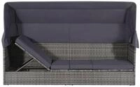 vidaXL Gartenliege, Gartenbett mit Baldachin Grau 205&times;62 cm Poly Rattan