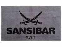 Sansibar Badematte mit Logo Schriftzug 70x120 cm silber anthrazit