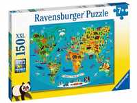 Ravensburger Puzzle Ravensburger Kinderpuzzle - Tierische Weltkarte - 150 Teile