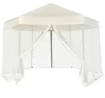 vidaXL Partyzelt Hexagonal Pop-Up Zelt mit 6 Seitenw&auml;nden Cremewei&szlig; 3,6x3,1 m...