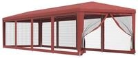 vidaXL Pavillon rot Pavillon Partyzelt mit 10 Mesh-Seitenw&auml;nden Rot 3x12 m HDPE
