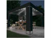 vidaXL Pavillon Pavillon mit Doppeldach & LED-Lichterkette 3x3 m Anthrazit