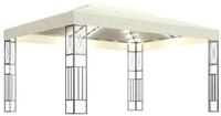 vidaXL Pavillon 3 x 4 m Pavillon Gartenzelt mit LED-Lichterkette 3x4 m Creme...