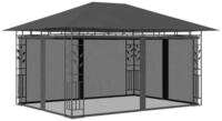 vidaXL Partyzelt Pavillon mit Moskitonetz 4x3x2,73 m Anthrazit 180 g/m&sup2;