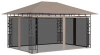 vidaXL Partyzelt Pavillon mit Moskitonetz 4x3x2,73 m Taupe 180 g/m&sup2;