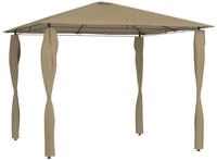 vidaXL Partyzelt Pavillon mit Pfostenabdeckungen 3x3x2,6 m Taupe 160 g/m&sup2;