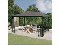 DOTMALL Pavillon Gartenzelt mit Seitenwänden & Doppeldach,Metall Gestell,4 x3 m