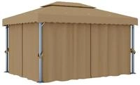 vidaXL Partyzelt Pavillon mit Vorhang 4x3 m Taupe Aluminium