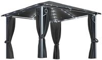 vidaXL Pavillon 300 x 300 cm Pavillon Gartenzelt mit Vorh&auml;ngen LED-Lichterkette