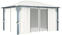 vidaXL Pavillon, Partyzelt mit Vorh&auml;ngen 400 x 300 cm Creme Aluminium
