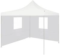 vidaXL Partyzelt Profi-Partyzelt Faltbar mit 2 Seitenw&auml;nden 3&times;3m Stahl Wei&szlig;