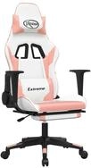 vidaXL Gaming-Stuhl Gaming-Stuhl mit Massage & Fu&szlig;st&uuml;tze Wei&szlig; & Rosa Kunstleder (1