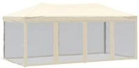 vidaXL Partyzelt, Pavillon Faltbar mit Seitenw&auml;nden Creme 3x6 m