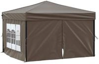 vidaXL Partyzelt, Pavillon Faltbar mit Seitenw&auml;nden Taupe 3x3 m