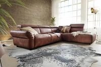 KAWOLA Ecksofa RISO, Couch L-Form rechts oder links Leder Sitztiefenverstellung,