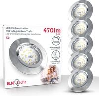 B.K.Licht LED Einbauleuchte 5er Set Einbaustrahler, Dimmbare Deckenstrahler, flache