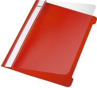 LEITZ Hefter 4197 Schnellhefter - A5, langes Beschriftungsfeld, PP-Folie, rot
