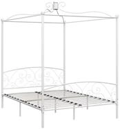 vidaXL Himmelbett 160 x 200 cm Himmelbett-Gestell Wei&szlig; Metall 160x200 cm Bett