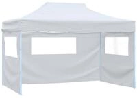 vidaXL Partyzelt, Pavillon Faltbar mit 4 Seitenteilen 3x4,5 m Wei&szlig;
