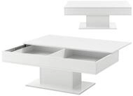 en.casa Couchtisch, &raquo;L&uuml;nen&laquo; Wohnzimmertisch 2 Stauf&auml;cher 40x110x60cm Wei&szlig;