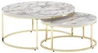 Wohnling Satztisch WL6.508 Couchtisch 2er Set Wei&szlig; Sofatisch Marmor Optik...