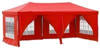 vidaXL Partyzelt, Pavillon Faltbar mit Seitenw&auml;nden Rot 3x6 m
