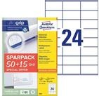 Avery Zweckform Etikett 6602 6602 Universal-Etiketten ultragrip - 70 x 36 mm wei&szlig;