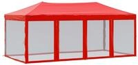vidaXL Partyzelt, Pavillon Faltbar mit Seitenw&auml;nden Rot 3x6 m