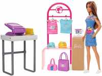 Barbie Make & Sell Boutique Playset With Brunette Doll, Foil Design Tools,...