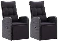 vidaXL Gartensessel, Outdoor Sessel mit Kissen 2 Stk. Verstellbar Schwarz Poly...