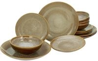 CreaTable Tafelservice Reactive Nostalgic Cognac (12-tlg), 4 Personen, Steinzeug